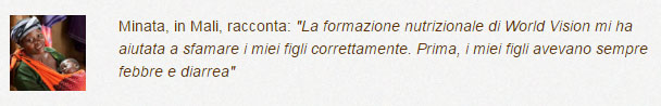Testimonianza di Minata in Mali sulla malnutrizione